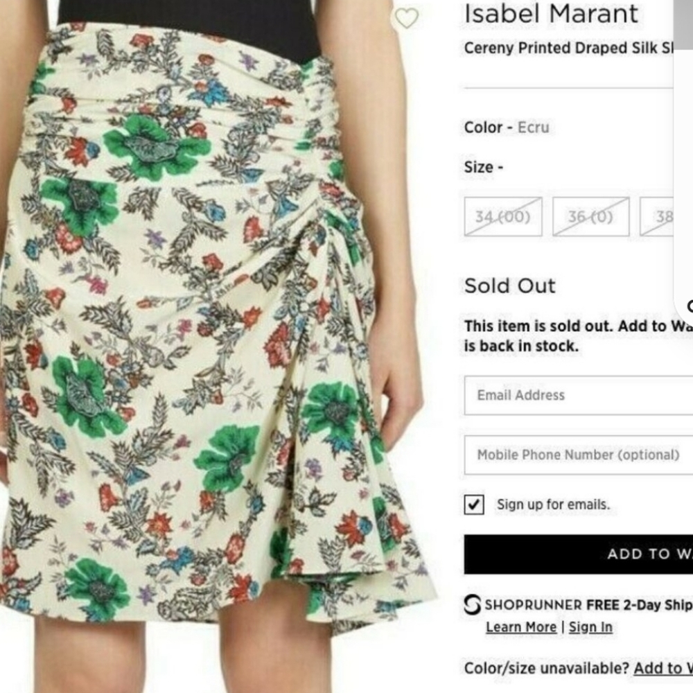 Isabel Marant silk ruch skirt